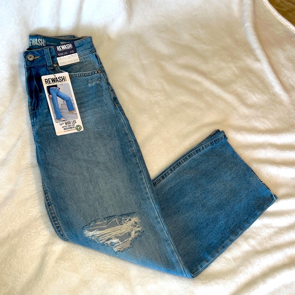 NWT Rewash Super High Rise Vintage Reunion Wide Leg Jeans - Picture 1 of 12